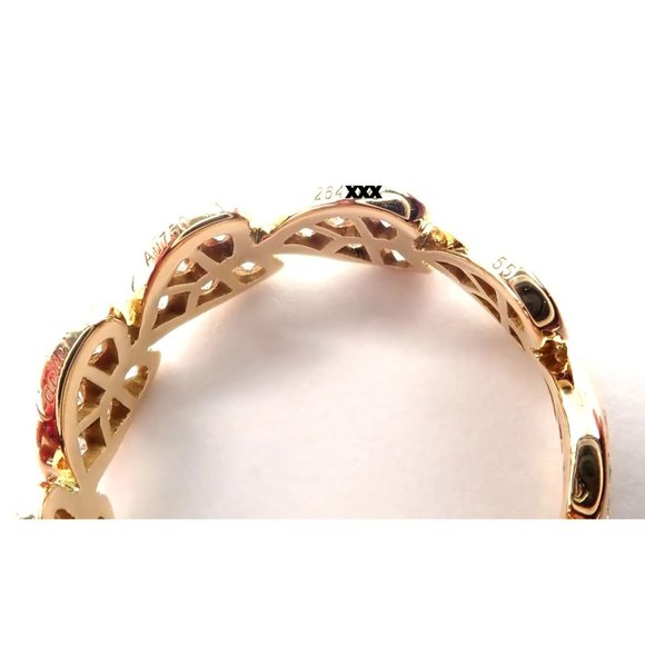 Authentic! Cartier 18k Yellow Gold Diamond Heart Eternity Band Ring Size 7.25 - Picture 5 of 10